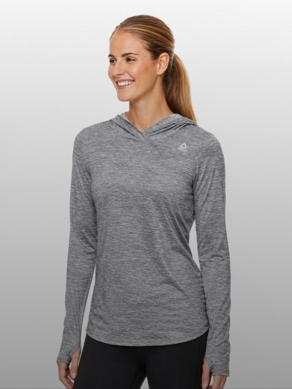 New Reebok Lightweight Athletic Hoodie Size Medium In Heathered Grey